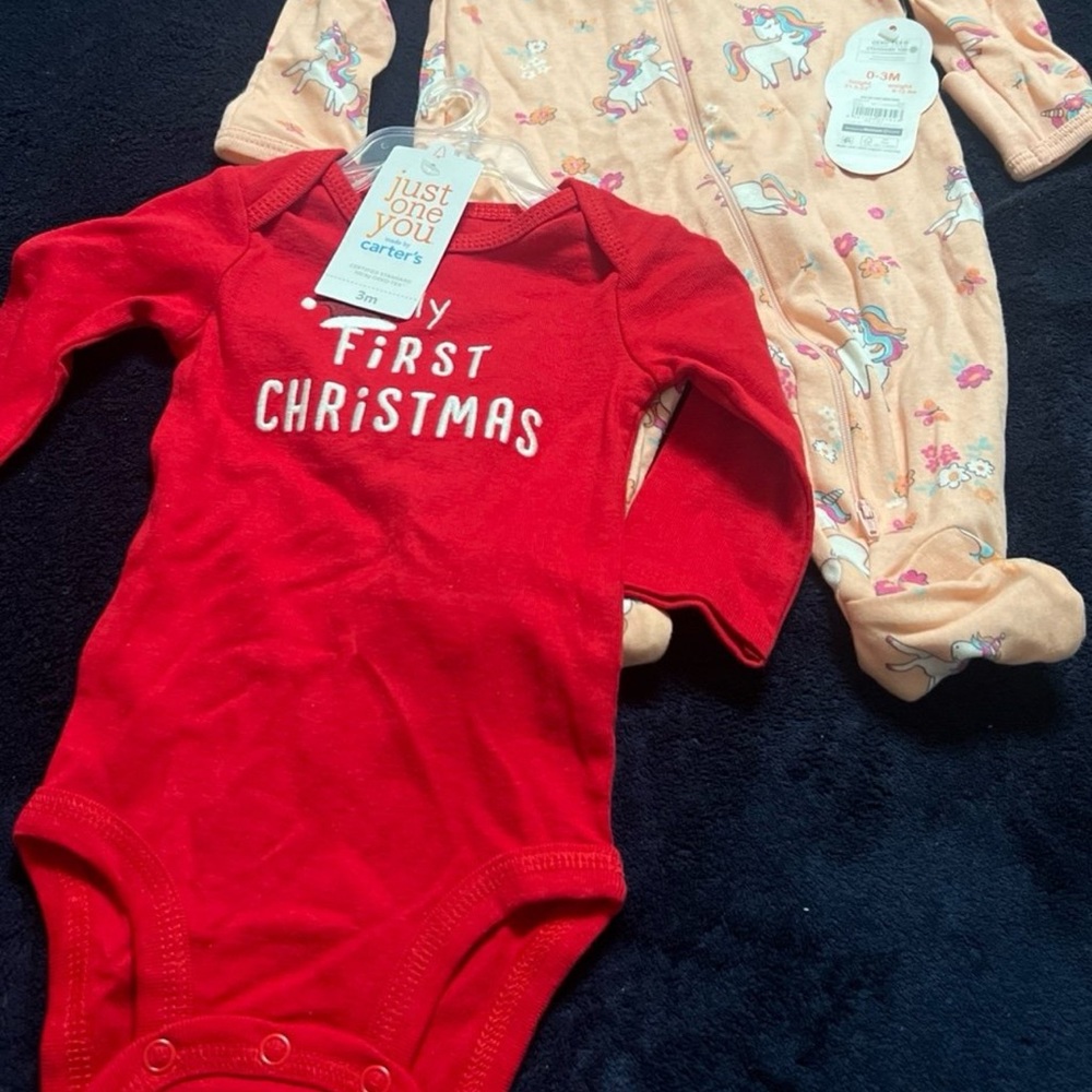 Carter's Red 'My First Christmas' Baby One-Piece Baby Girl Bundle